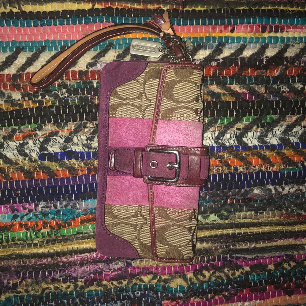 Coach Suede Trim Wristlet